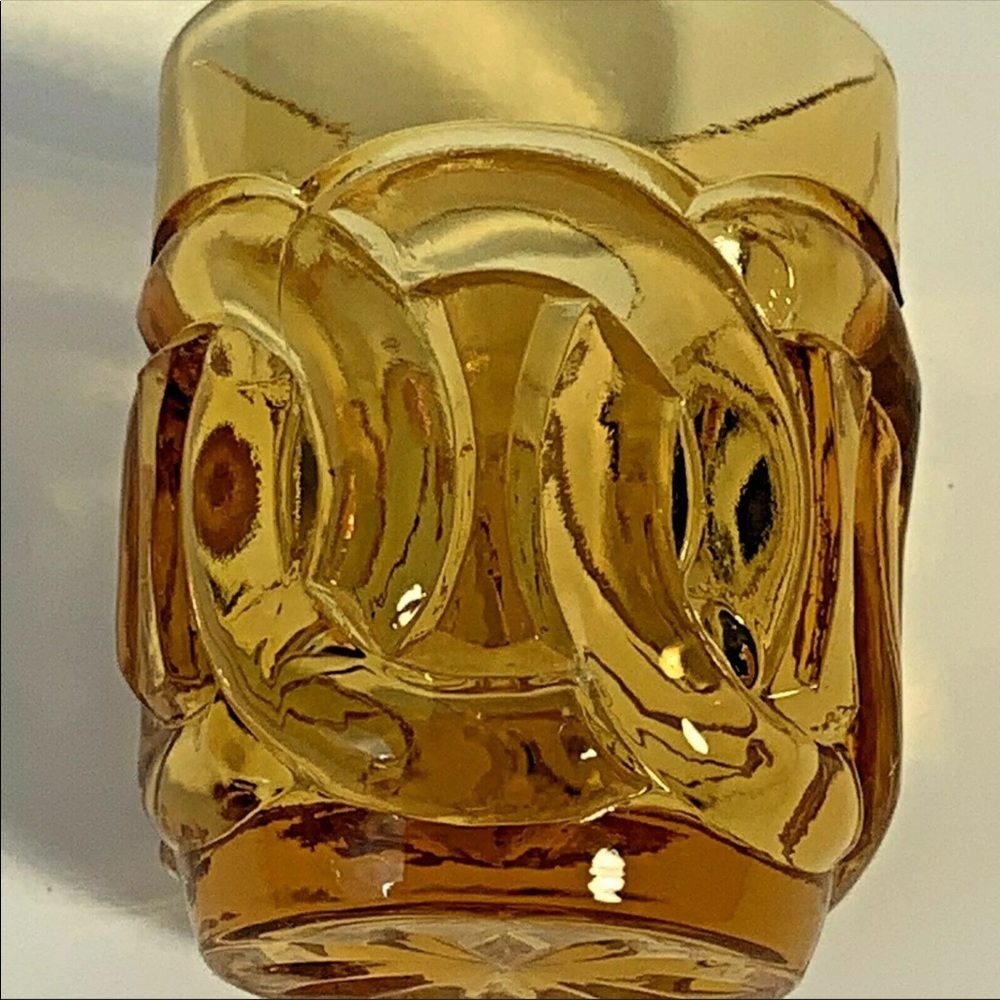 Vintage Toothpick Holder Amber Circles #DX - Picture 5 of 5